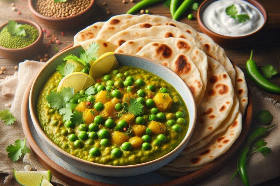 Aloo Matar with Roti (आलू मटर और रोटी)
