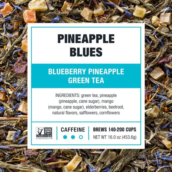 Blueberry Pineapple Green Tea | Pineapple Blues by Tiesta Tea | Medium Caffeine | Loose Leaf Green Tea Slenderizer Blend | 1 Lb Bulk Bag - Image 2