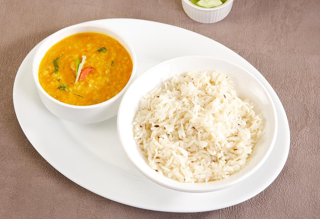 Moong Dal Tadka with Rice (मूंग दाल तड़का और चावल)