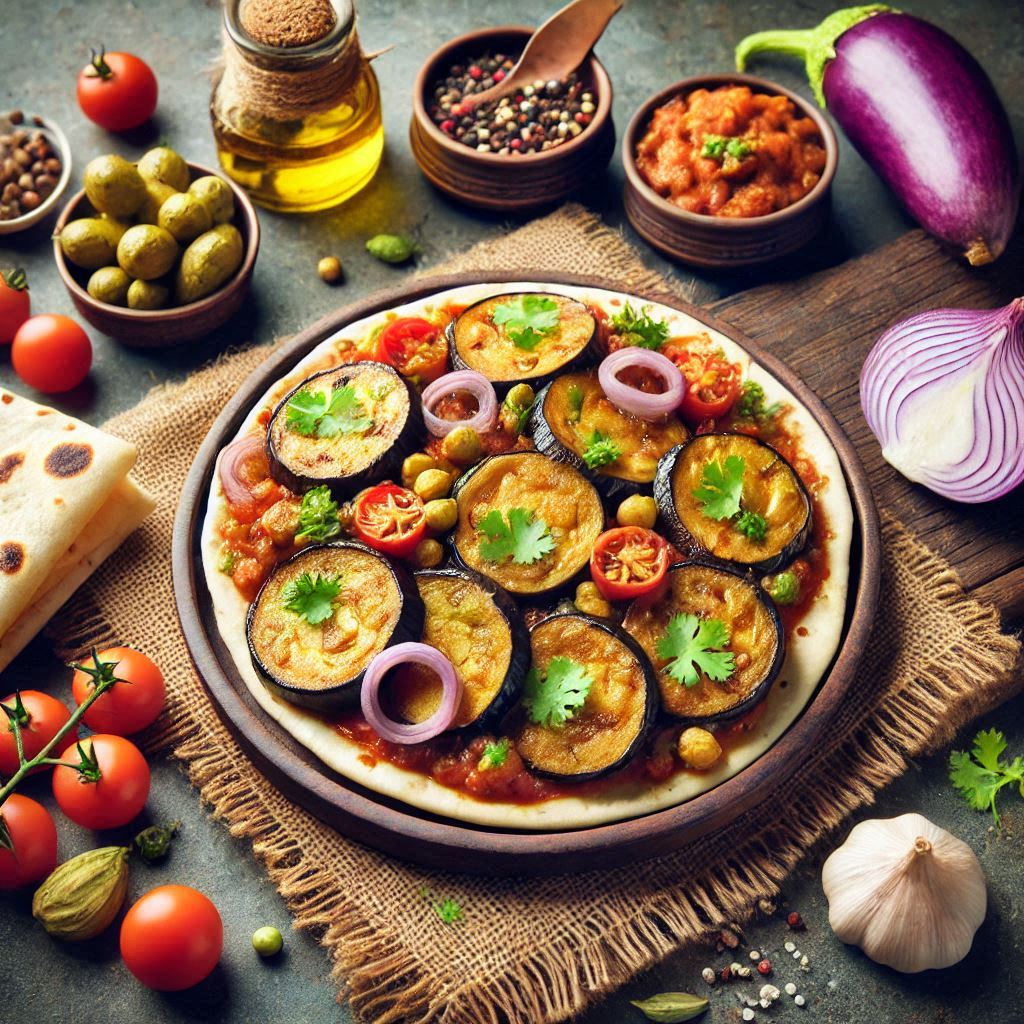 Aloo Baingan with Roti (आलू बैंगन और रोटी)