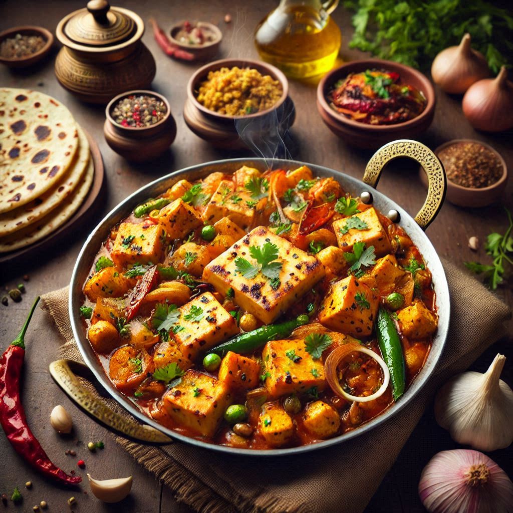 Kadhai Paneer with Roti (कढ़ाई पनीर और रोटी)