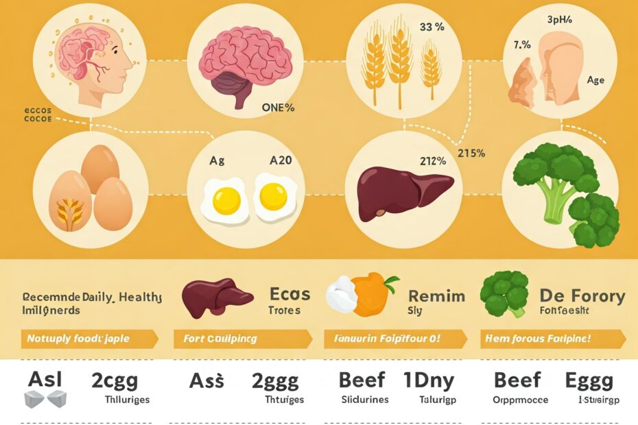 Natural sources of Choline including eggs, meat, and leafy greens