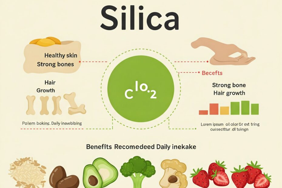 Natural sources of Silica including fruits, vegetables, and whole grains