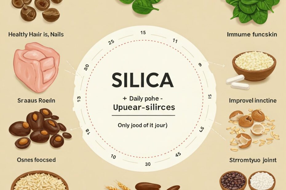 Natural sources of Silica including fruits, vegetables, and whole grains