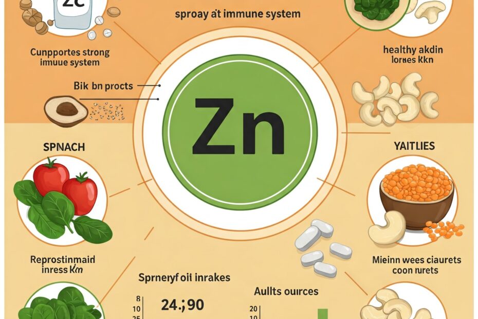 Natural sources of Zinc including nuts, seeds, and dairy products