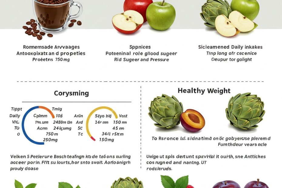 Natural sources of Chlorogenic Acid including coffee, tomatoes, and apples