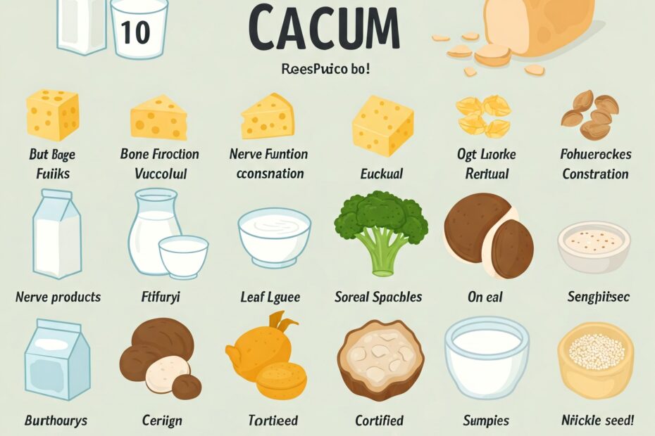Natural sources of Calcium including milk, cheese, and leafy greens