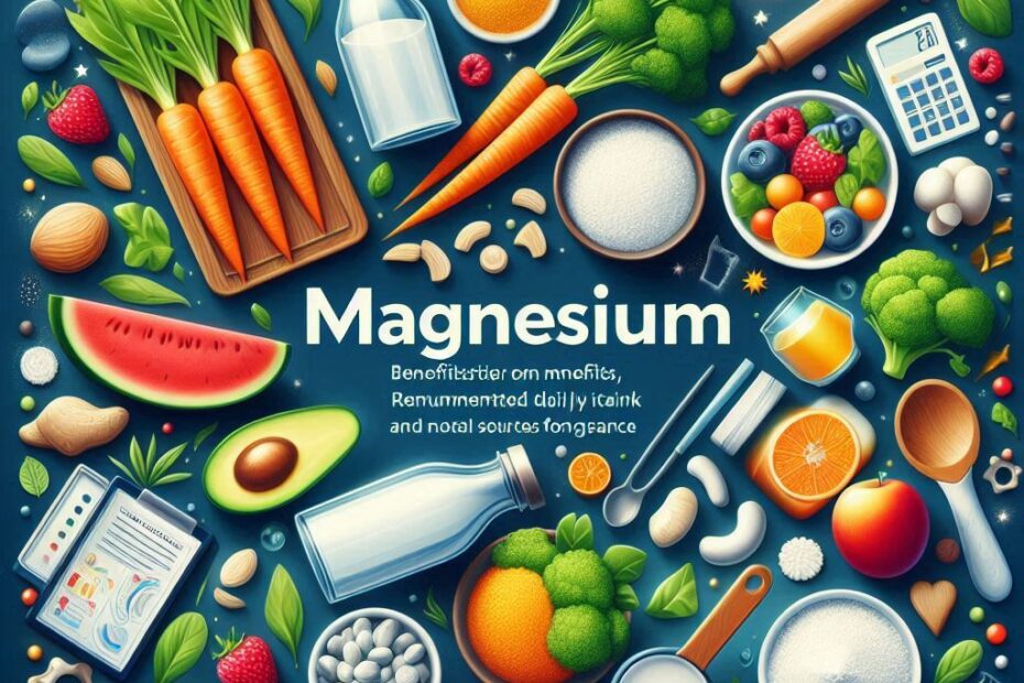 Natural sources of magnesium including leafy greens, nuts, and whole grains