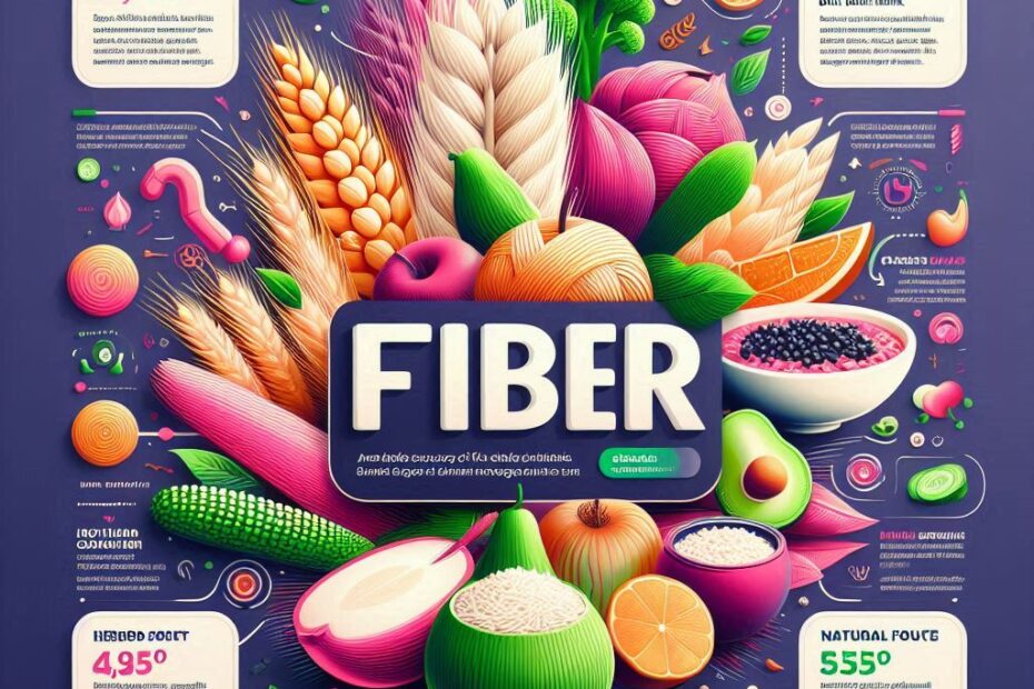 Natural sources of dietary fiber including fruits, vegetables, and whole grains